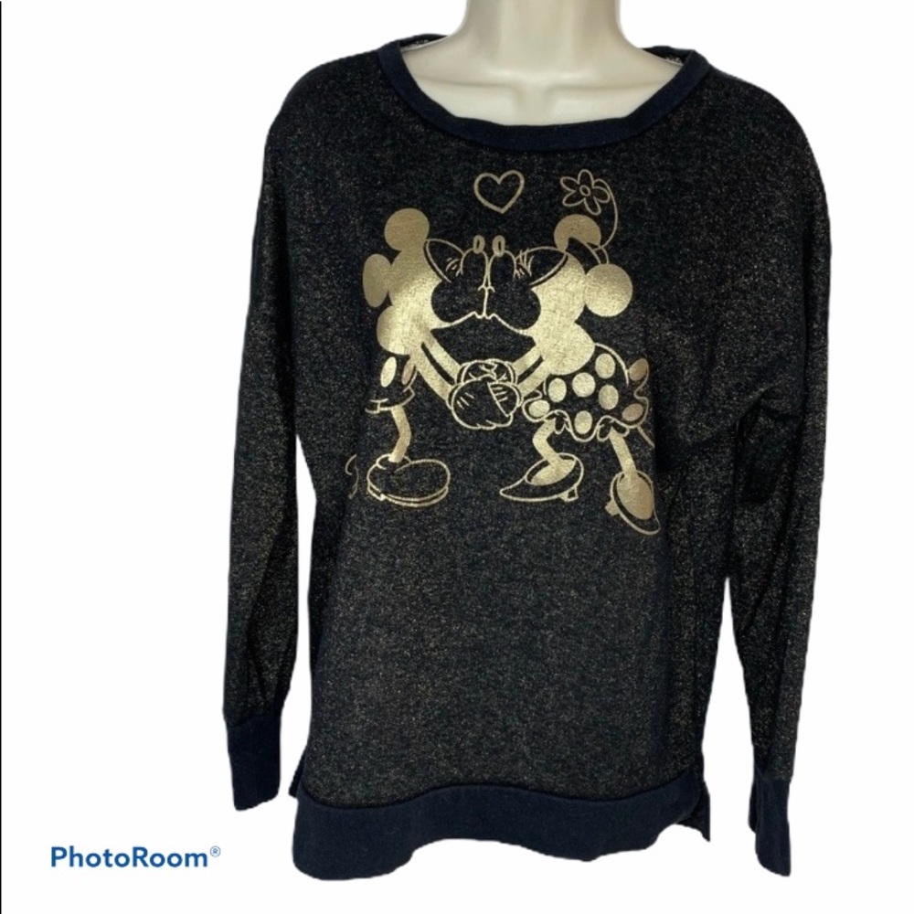 Disney Parks Women’s Black Metallic Mickey Mouse and Minnie Mouse Spirit Jersey